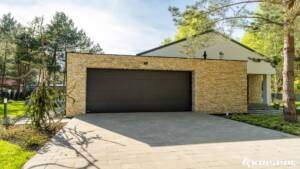 house with sectional garage doors