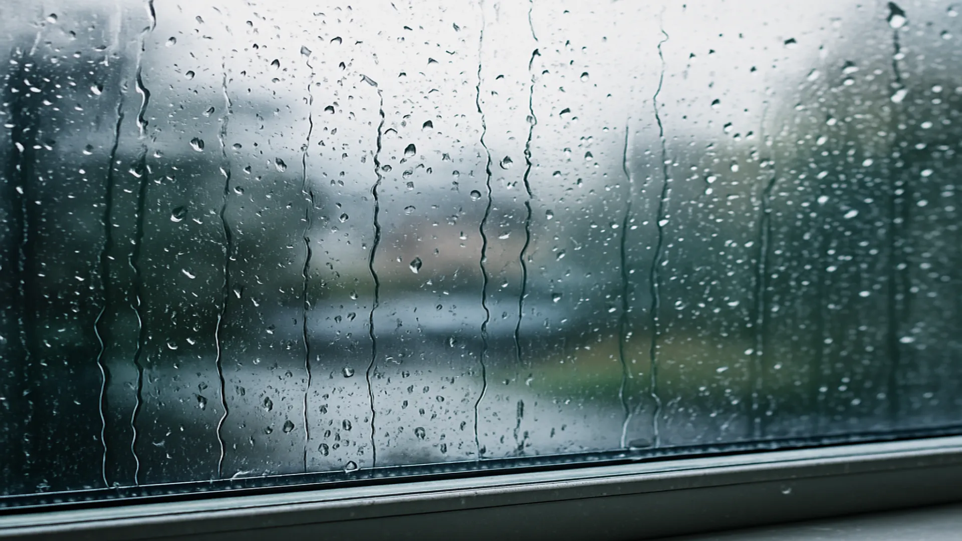 Rainy window with droplets